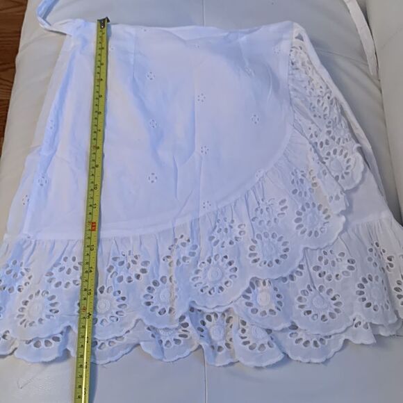 JAPNA White Eyelet Embroidered Wrap Skirt Size S - Picture 5 of 8